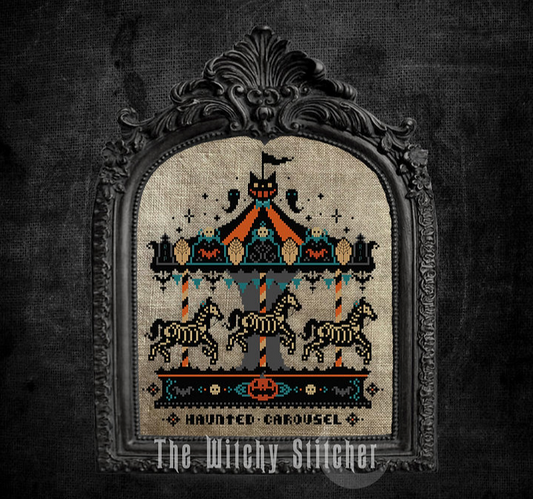 Vintage Haunted Carousel Printed Pattern