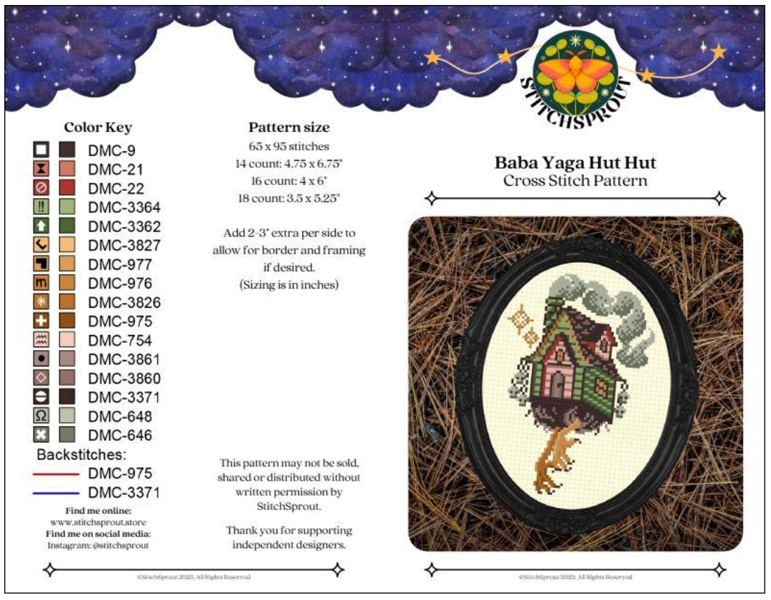 Baba Yaga Hut Hut Printed Pattern