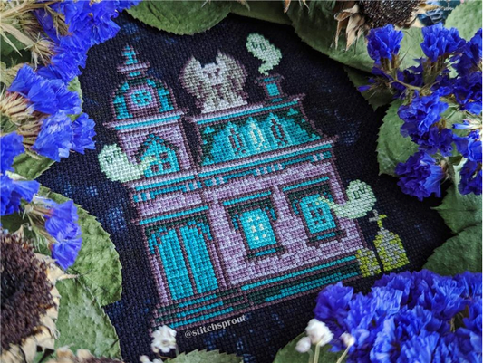 Haunted Gargoyle Mansion Printed Pattern